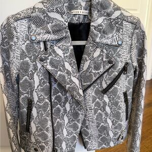 Alice + Olivia Monochrome Snake Print Leather Jacket